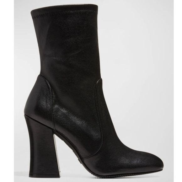 Stuart Weitzman Curve Block Leather 100 Booties Size 9.5 New Never Worn - Picture 1 of 7